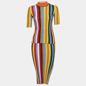 Pre Owned Sonia Rykiel Multicolor Striped Stretch Knit Set XS