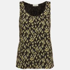 مملوكة مسبقًا Sonia Rykiel Black Floral Printed Crepe Tank Top S