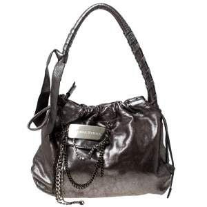 Sonia Rykiel Silver Leather Chain Embellished Shoulder Bag