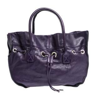 Sonia Rykiel Purple Leather Drawstring Tote