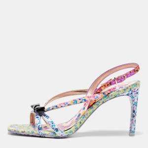 Sophia Webster Multicolor Satin and Patent Leather Laurellie Ankle Strap Sandals 39.5