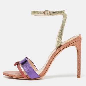 Sophia Webster Multicolor Lurex Fabric Andie Bow Sandals Size 38