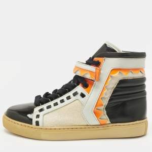 Pre Owned Sophia Webster Multicolor Leather and Glitter Riko High Top Sneakers Size 36