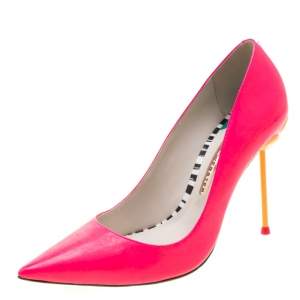 Sophia Webster Florescent Pink Leather Coco Flamingo Pointed Toe Pumps Size 38