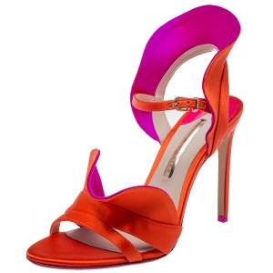 Sophia Webster Orange Satin Lucia Sandals Size 39.5