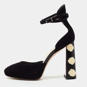 Sophia Webster Black Suede Stacey Ankle-Strap Pumps Size 39