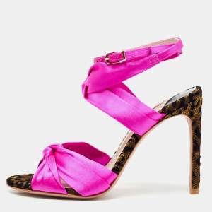Sophia Webster Fuchsia Knotted Satin Ankle Strap Sandals Size 36