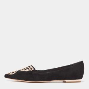 Sophia Webster Black Suede Bibi Butterfly Pointed Toe Ballet Flats Size 37