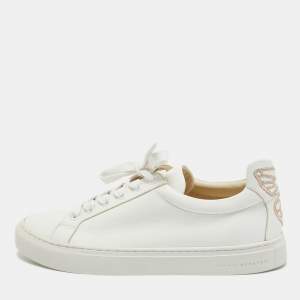 Sophia Webster White Leather Butterfly Low Top Sneakers Size 38
