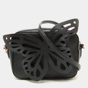 Sophia Webster Black Leather Flossy Butterfly Camera Crossbody Bag