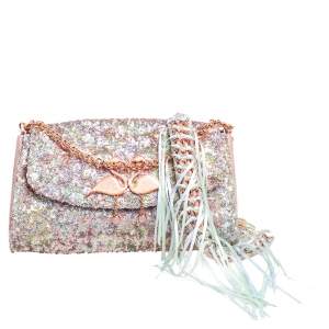 Sophia Webster Multicolor Sequin Flap Shoulder Bag