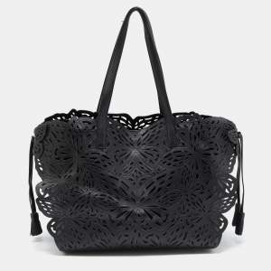 Sophia Webster Black Laser Cut Leather Liara Tote
