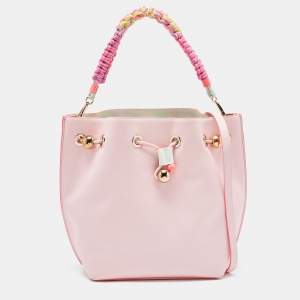 Sophia Webster Pink Leather Romy Drawstring Bucket Bag