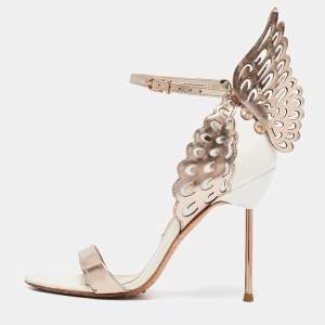 Sophia Webster Gold Laser Cut Rose Gold Leather Evangeline Open Toe Sandals Size 37