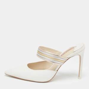 Sophia Webster White/Metallic Leather Joy Mules Size 38.5