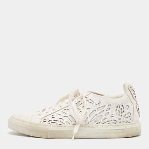 Sophia Webster White Leather Lace Up Sneakers Size 39