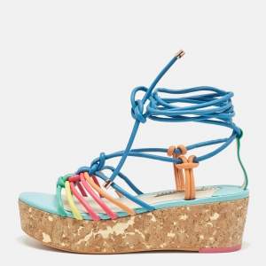 Sophia Webster Multicolor Leather Cord Copacabana Cork Platform Sandals Size 37.5