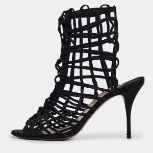 Sophia Webster Black Suede Delphine Lace Up Sandals Size 39