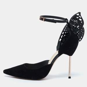 Sophia Webster Black Leather and Suede Flutura D'orsay Pumps Size 39