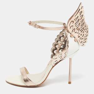 Sophia Webster White/Rose Gold Leather Evangeline Ankle Strap Sandals Size 36