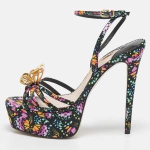 Sophia Webster Multicolor Canvas Mariposa Ankle Strap Sandals Size 38