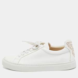 Sophia Webster White Leather Butterfly Low Top Sneakers Size 38