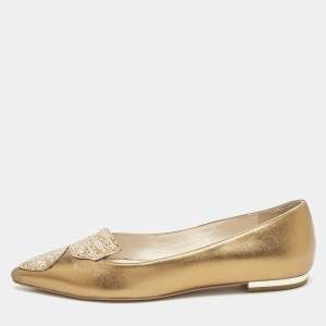 Sophia Webster Gold Leather Bibi Butterfly Ballet Flats Size 36