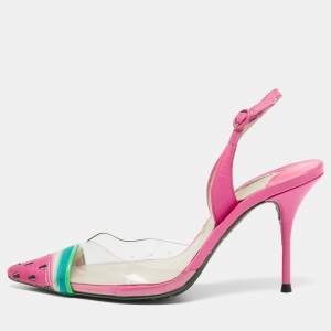 Sophia Webster Pink Leather and PVC Daria Watermelon Slingback Pumps Size 36
