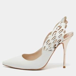 Sophia Webster White Leather Angelo Pointed Toe Slingback Pumps Size 40