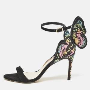 Sophia Webster Multicolor Print Fabric and Suede Embellished Chiara Sandals Size 37.5