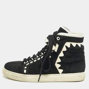 Sophia Webster Monochrome Suede and Patent Leather Riko High Top Sneakers Size 38