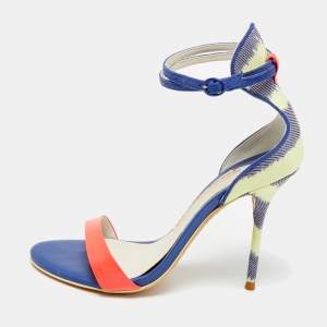 Pre Owned Sophia Webster Nicole Size 36 Multicolor Canvas and Leather Ankle Strap Sandals