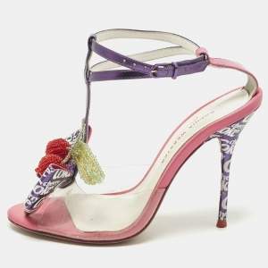 مملوكة مسبقًا Sophia Webster Lana Size 37 Pink Leather and PVC Cherry Coke Ankle Strap Sandals