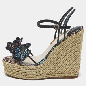 مملوكة مسبقًا صندل سوفيا ويبستر سير كاحل نعل سميك كعب روكي لوسيتا رافيا جلد متعدد الألوان مقاس 38