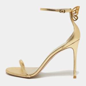 Pre Owned Sophia Webster Mariposa Size 41 Gold Leather Ankle Strap Sandals
