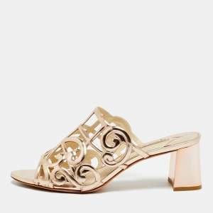 مملوكة مسبقًا خُفّ سميك صوفيا ويبستر جِلْد بَقَطْعَة ذَهَبِي وَرْدِي مَقَاس 36.5