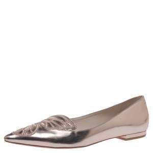 Sophia Webster Metallic Rose Gold Leather Bibi Butterfly Pointed Toe Ballet Flats Size 39