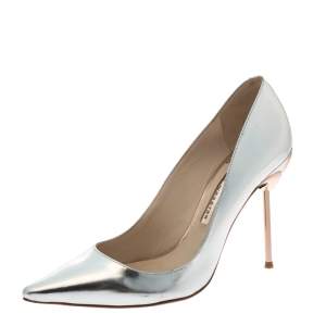 Sophia Webster Metallic Silver Leather Coco Flamingo Pointed Toe Pumps Size 40.5
