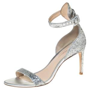 Sophia Webster Silver Glitter Fabric Nicole Sandals Size 39