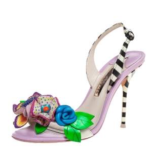 Sophia Webster Multicolor Patent Leather And Leather Lilico Floral Embellished Slingback Sandals Size 37