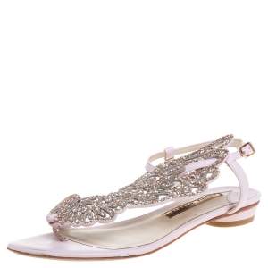 Sophia Webster Pink Glitter Leather Seraphina Angel Wing Flats Size 36.5