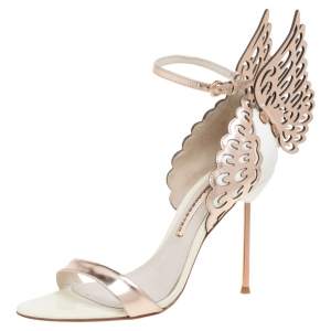Sophia Webster Rose Gold Leather And White Evangeline Open Toe Sandals Size 38