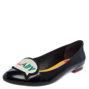 Sophia Webster Black Patent Leather Boss Lady Ballet Flats Size 40
