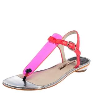 Sophia Webster Pink PVC And Leather Thong Flat Sandals Size 38