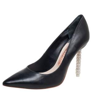 Sophia Webster Black Leather Coco Embellished Heel Pumps Size 36.5
