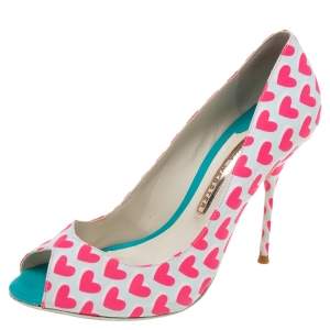Sophia Webster Pink/White Canvas  Peep Toe Pumps Size 38