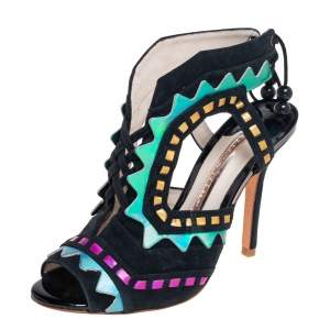 Sophia Webster Multicolor Suede And Leather Riko Cutout Sandals Size 37