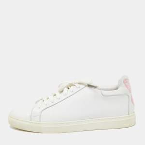 Sophia Webster White Leather Butterfly Low Top Sneakers Size 39.5 
