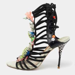 Sophia Webster Multicolor Suede and Leather Lilico Underwater Ankle Wrap Sandals Size 42