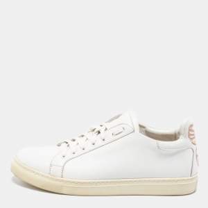 Sophia Webster White Leather Bibi Butterfly Low Top Sneakers Size 38.5